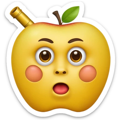 Hazme una carita redonda  amarilla de Apple con una pistola dentro de la boca sticker