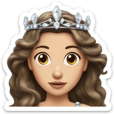 furiouslong haired brunette princess with a big crown with diamonds sticker