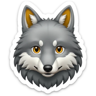 Huella de lobo de color blanco y borde negro  sticker