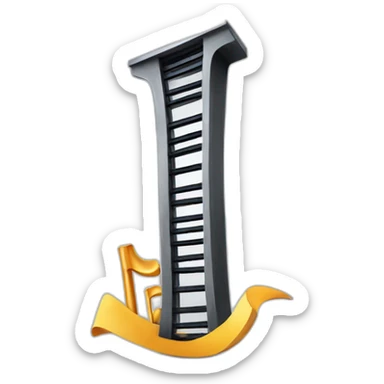 A tower in the shape of a razor with giant musical notes inside it sticker