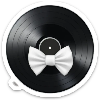 vinyl record with white bow sticker