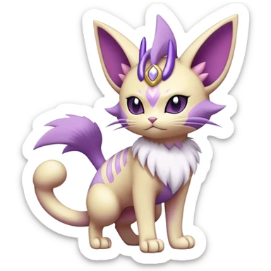 Meowth-Espeon-Skitty-Pokémon-Fakémon-hybrid-creature (full body) sticker