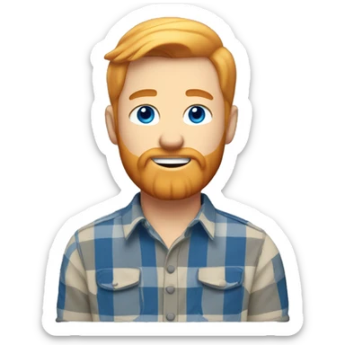 Blond ginger bearded man blue eyes lumberjack shirt short hair groomed sticker