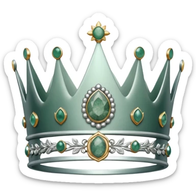 silver feminine crown with moss agate sticker