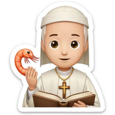 A shrimp wearing priest clothes sticker