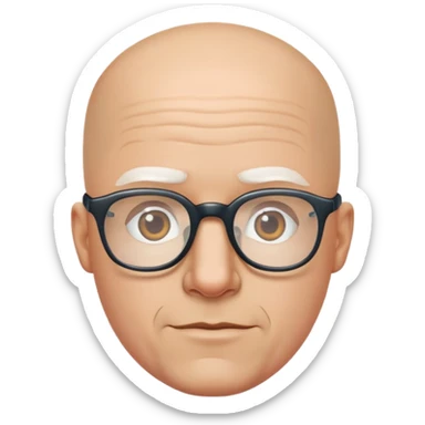 bald white guy with glasses sticker