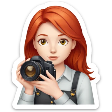 Red hair girl photographer sticker