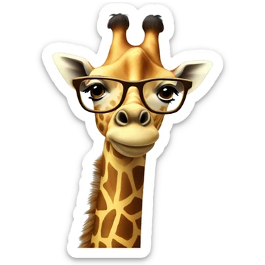 giraffe with glasses  sticker