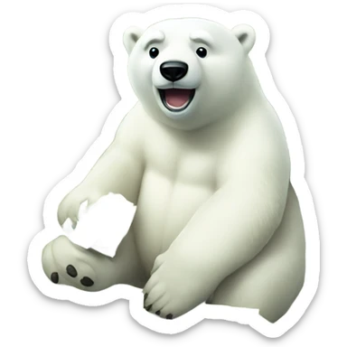 polar bear holding lots of cash sticker