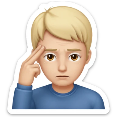 thinking hard fingers on temples sticker