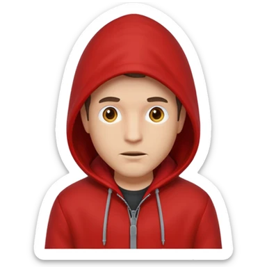 Man in red coat, hood up sticker