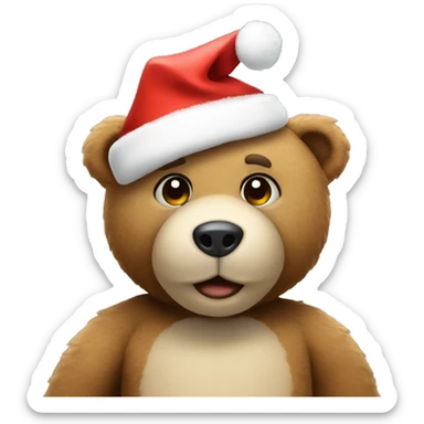 teddy bear with christmas hat sticker