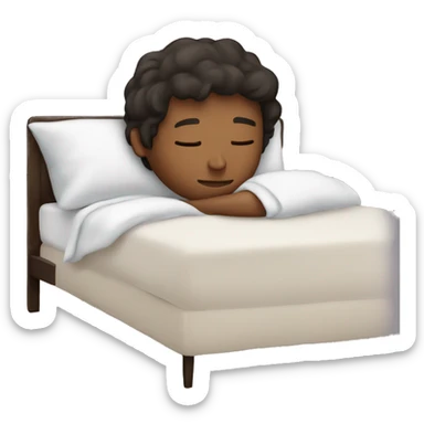 Bed with young man, sleeping,dark brown hair,sweet dreams  sticker