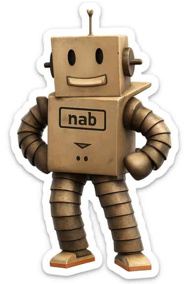 Extract only the robot character on the far left from the image, place it on a transparent background, and keep the original Roblox style and appearance. sticker