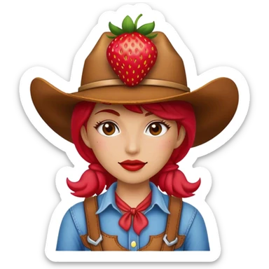 cowgirl strawberry sticker
