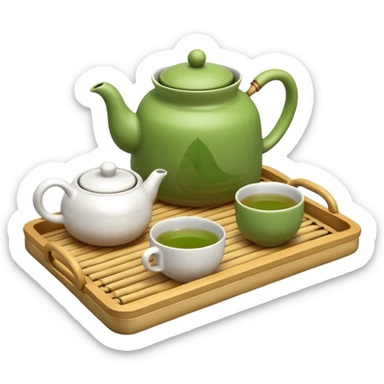japan bamboo tray with a teapot and cup sticker