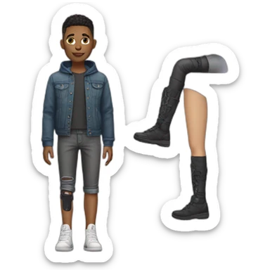 Person with prosthetic leg and trendy clothes  sticker