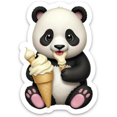 Panda eating ice cream sticker