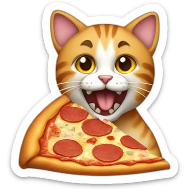 a cat eating pizza sticker