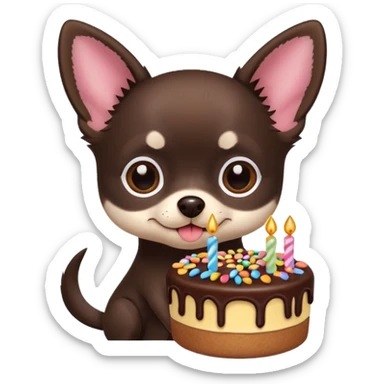Black chihuahua with a piece of cake sticker