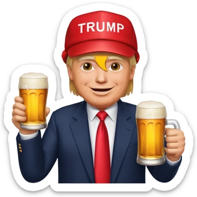 Donald Trump holding a beer, emoji style sticker