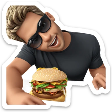 boy with food and sunglasses sticker