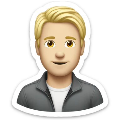 a guy who have blonde hair and uses a formula car  sticker