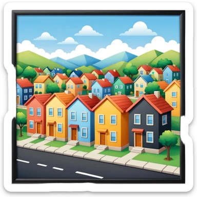 group of 3 houses representing neighborhood sticker