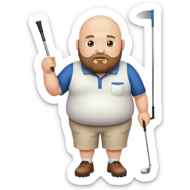 Fat bald guy with beard golfing sticker