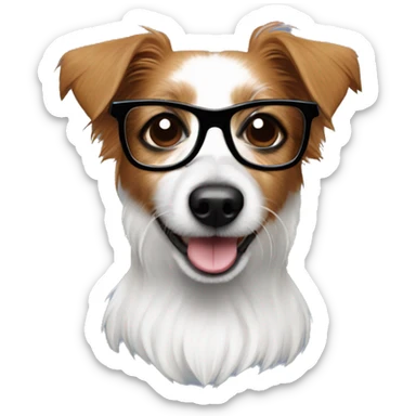 Long haired Jack Russell dog with glasses on  sticker