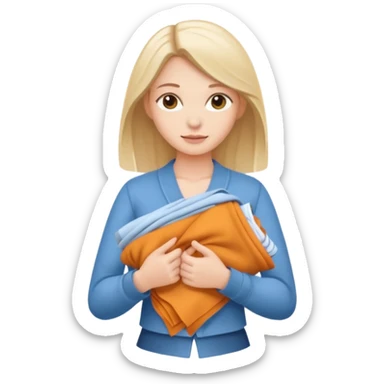 White girl folding clothes sticker