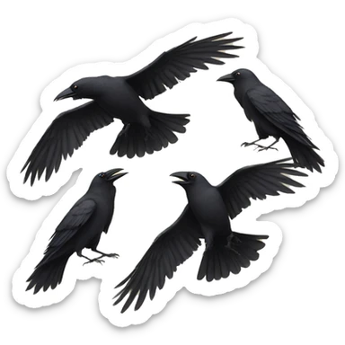 Five crows dancing  sticker