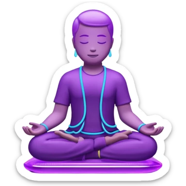 meditation , minimalistic purple transparent glass 3d neon glowing sticker