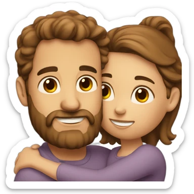 man with brown beard hugging girl with brown hair sticker