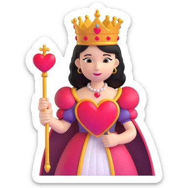 Queen of Hearts from Alice in Wonderland, classic look, crown and heart scepter sticker