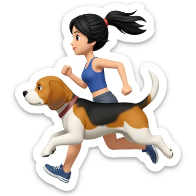 course femme franco-japonaise avec un beagles sticker