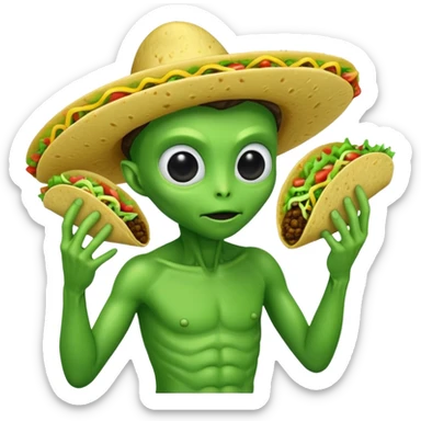 alien eating tacos sticker