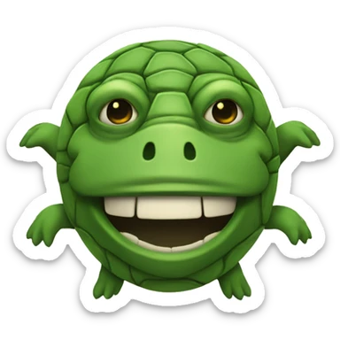 A green man with a turtle head sticker