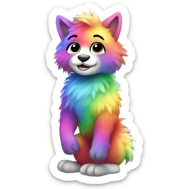 Furry, sparkle, rainbow, animal, anthro, full body sticker