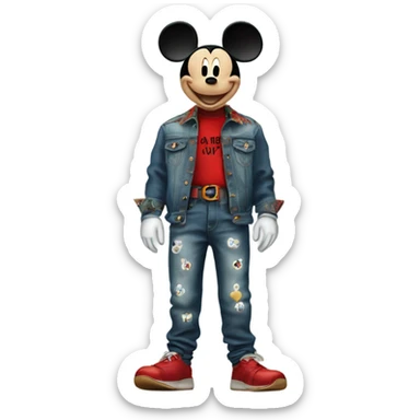 mickey mouse with gucci belt and PSD underwear sagging baggy jeans sticker