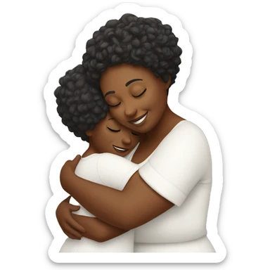 a white plus sized lady hugging her daughter  sticker