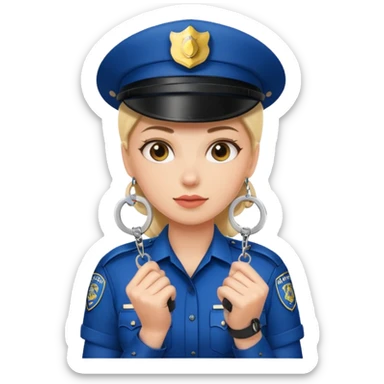 kelepçe tutan kadın polis sticker