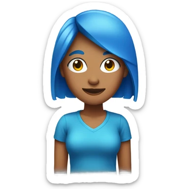 a woman with blue hair in red tshirt sticker