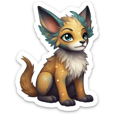 Cool cute Kawaii edgy fantasy animal sparkle fursona Fionbri creature by griffsnuff & LiLaiRa & Falvie full body sticker
