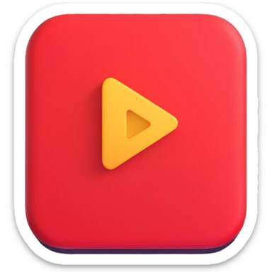 play button icon in a red rounded square sticker