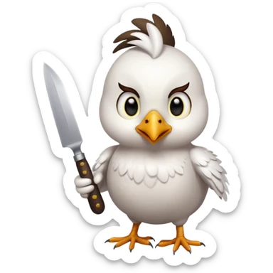 little chicken holding knive sticker