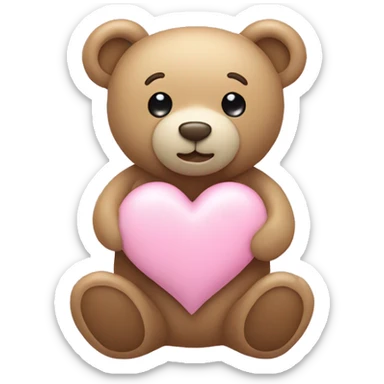 beige teddy bear and a pink pastel heart sticker