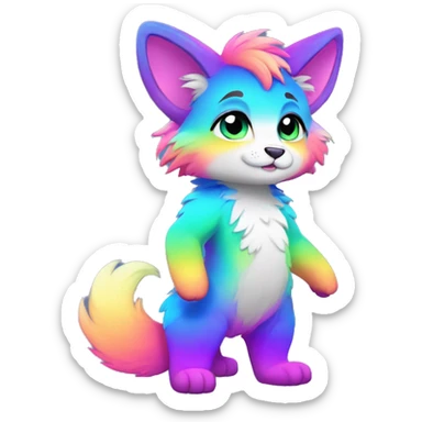 Colorful gradient-Sparkle-nebula-fursona anthropomorphic furry full body sticker