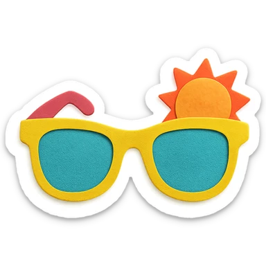 sunglasses with a fun summer vibe and bright colors in paper-craft style sticker