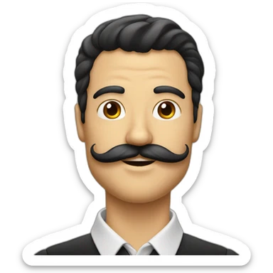 homme moustache carré cheveux noirs raie sticker